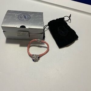 Things Remembered Pink Leather Charm Bracelet